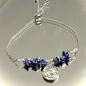 Aquarius/Genuine Sodalite  Adjustable Bracelet